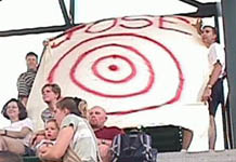 Me (right) and my bullseye in Baltimore on 6/18/98