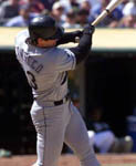  Jose hitting a triple off the wall in Oakland on 6/2/99 (AP)